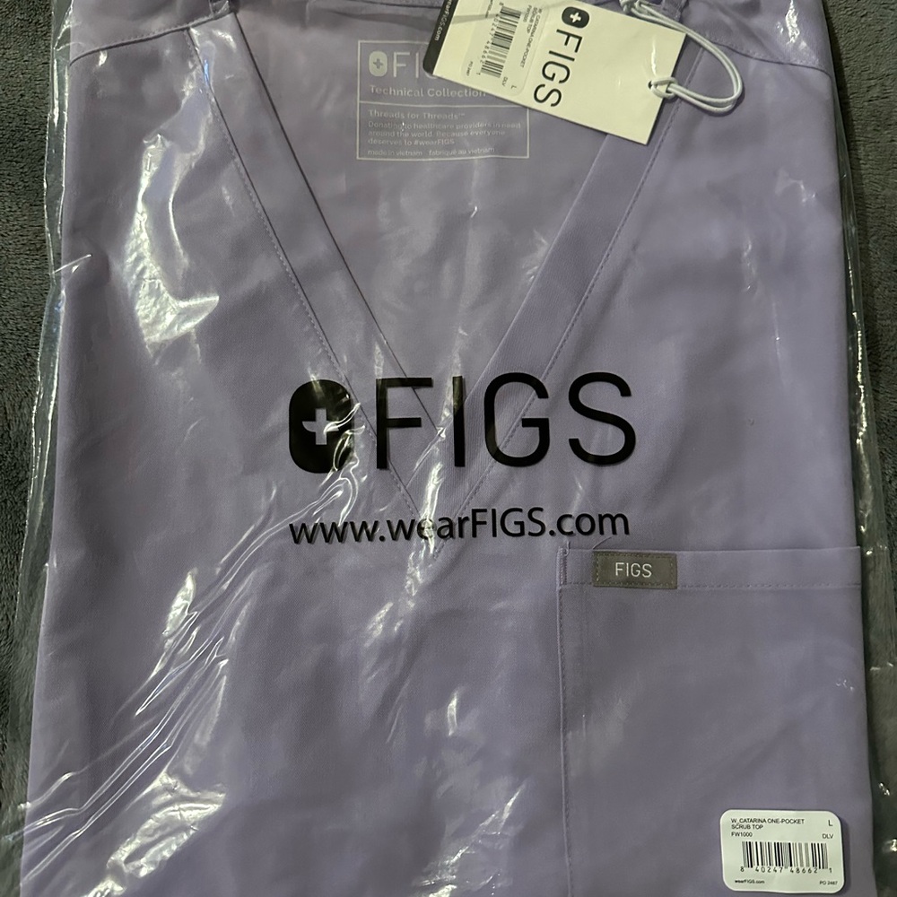 Figs Catarina Scrub Top, Large, Lavender Dew